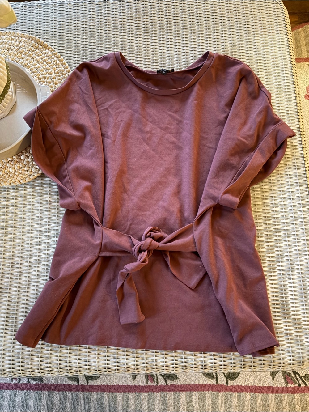 Express Women's Tie-Front Tunic Top in Mauve
